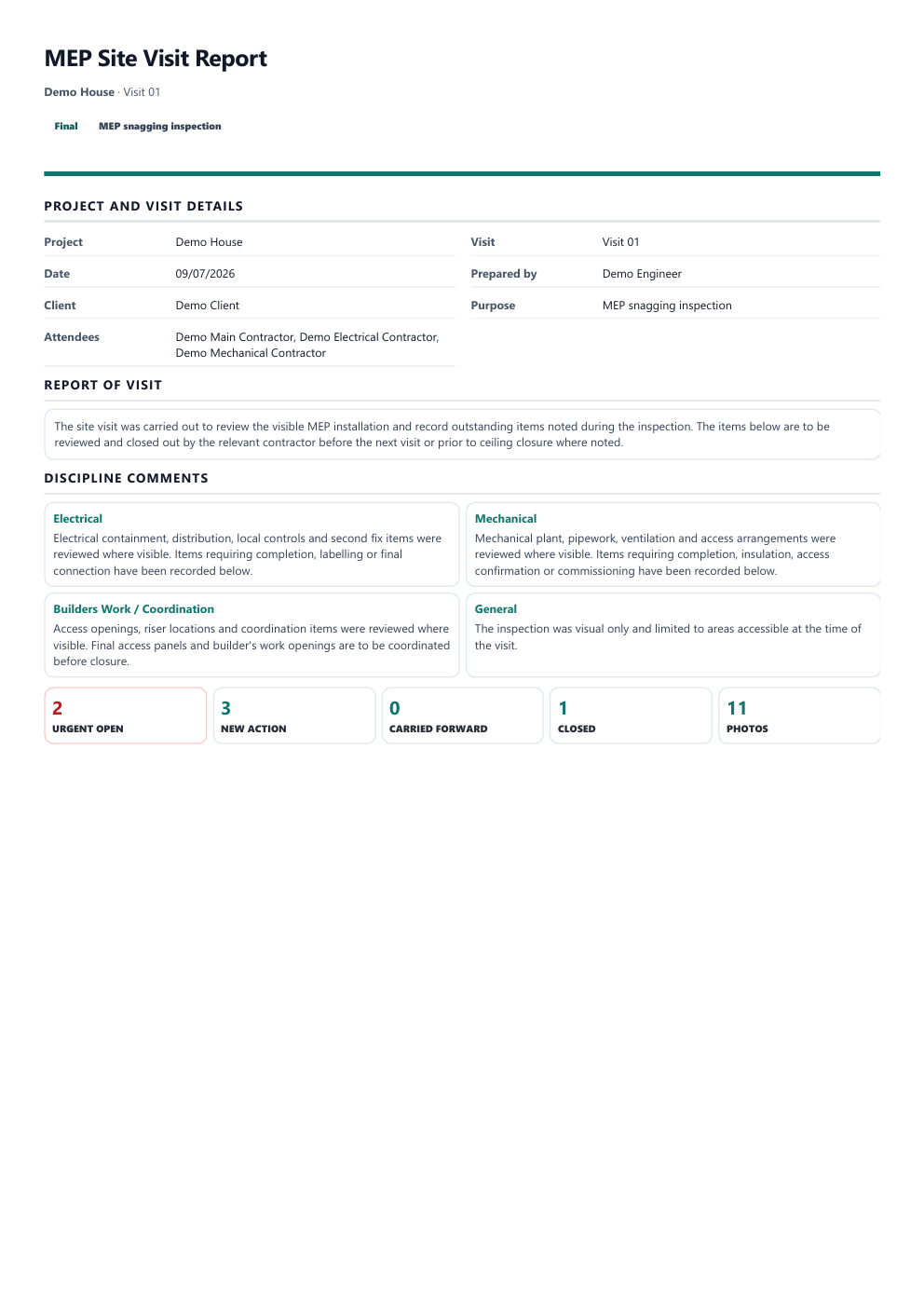 WalkRound sample report page 1
